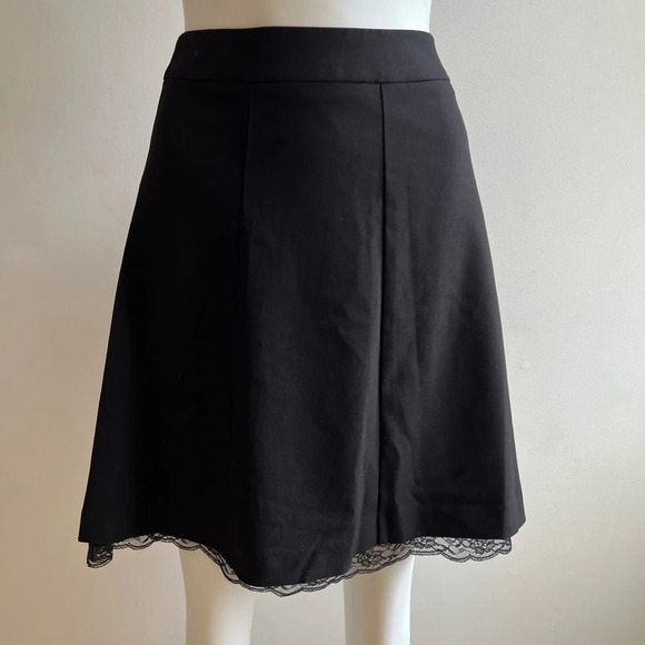 Zero Denmark Lace trimmed black A-line Mini Skirt Fully Lined Size 10 NWT - Picture 3 of 8